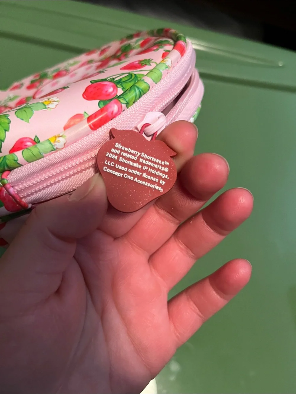 Strawberry-Themed Pink Cosmetic Pouch